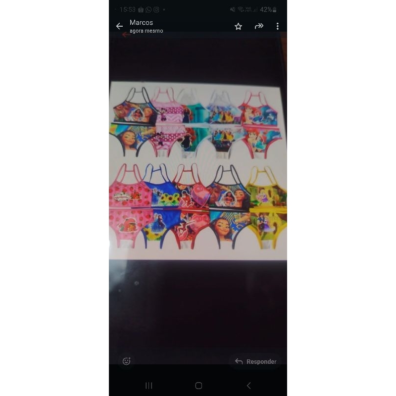 Conjunto Infantil Menina Moça  Subliminado de Personagem Top Nadador e Calcinha