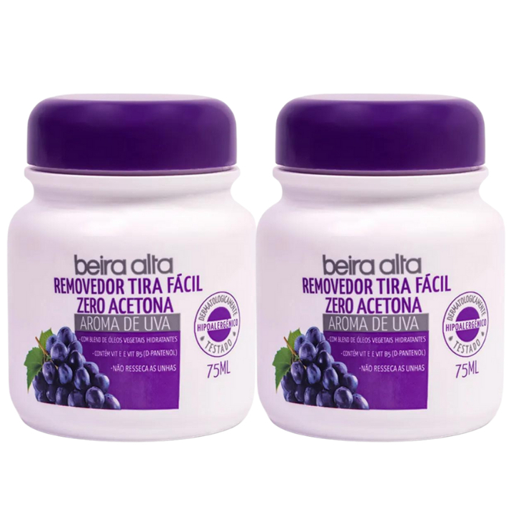 Removedor de Esmaltes Zero Acetona Tira Fácil 75ml Beira Alta 2 Unidades