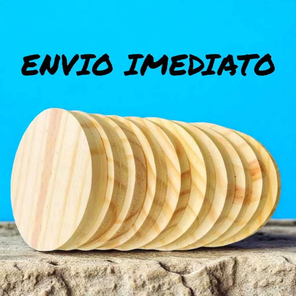 Kit 12 Bolacha Madeira Pinus Rústica Porta Copo Decoração Mesa Posta Disco Rustico Maciço Artesanato