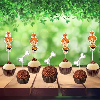 50 toppers P/ docinho Pedrita para festas brigadeiro beijinho Flintstones em Oferta na Shopee
