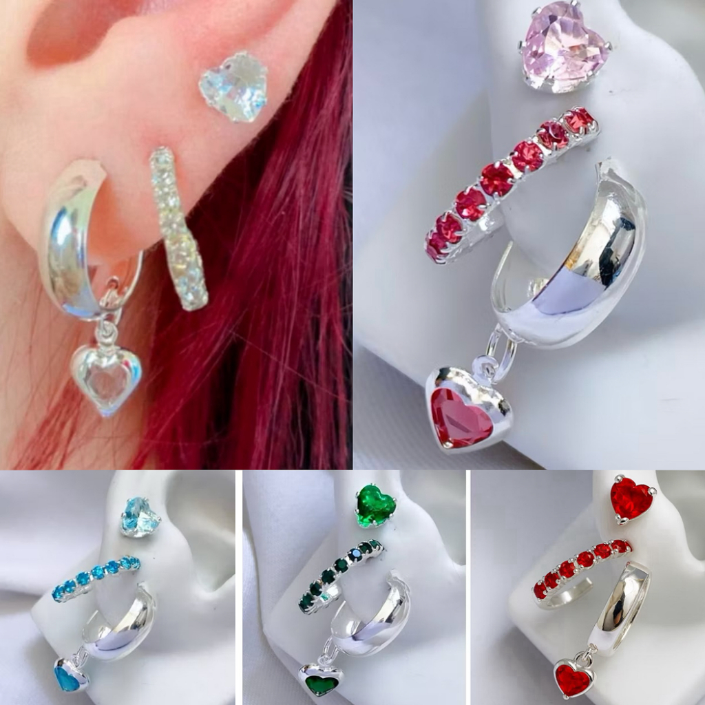 Brinco Trio Argola Folheado Prata 925 em Oferta na Shopee