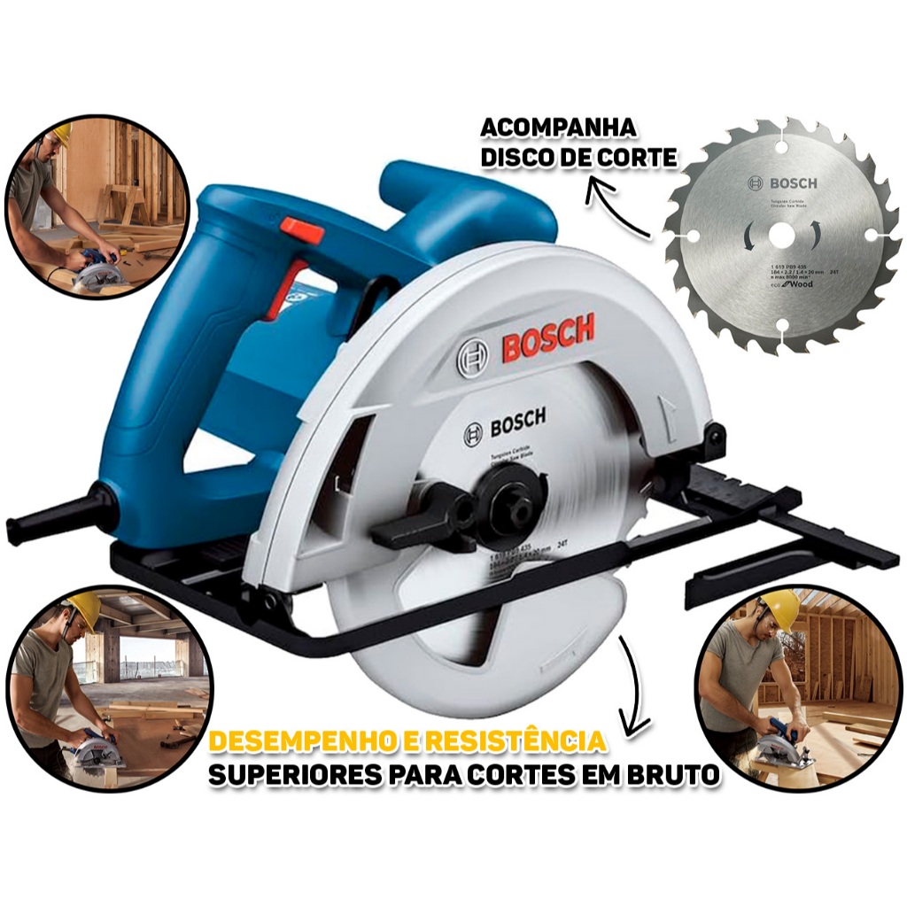 Serra Circular Elétrica Gks 130 Bosch 1300w Profissional Para Madeira Marceneiro Construção em Oferta na Shopee
