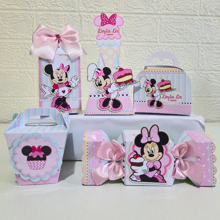 Kit Festa Personalizado - Confeitaria da MINNIE CONFEITEIRA - Caixinhas para Lembrancinhas ANIVERSARIO