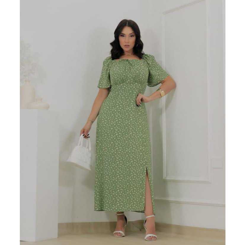 VESTIDO MIDI MODA MODESTA EVANGELICA / TOMARA QUE CAIA COM LASTEX NAS COSTAS em Oferta na Shopee