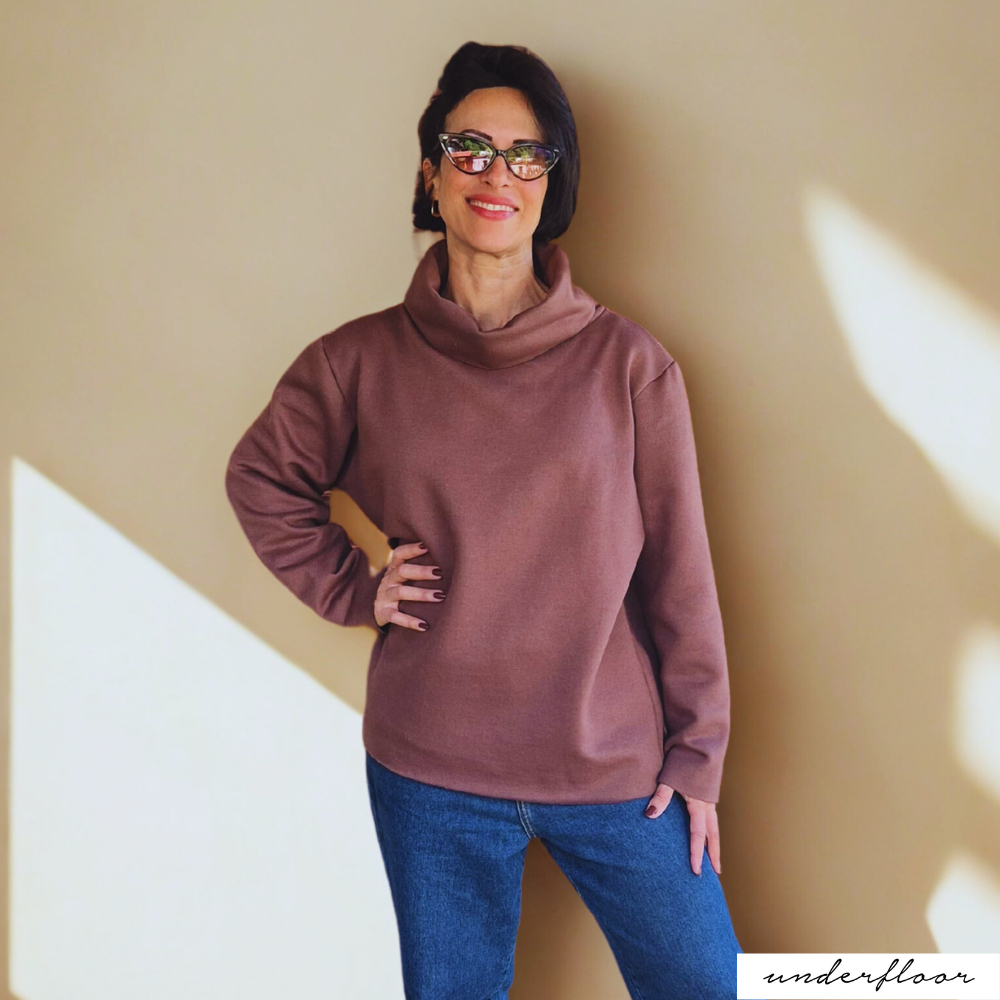 MOLETOM FEMININO INVERNO CASUAL FRIO CASACO DE GOLA ALTA LISO MARROM TUMBLR  CONFORTAVEL BLOGUEIRA