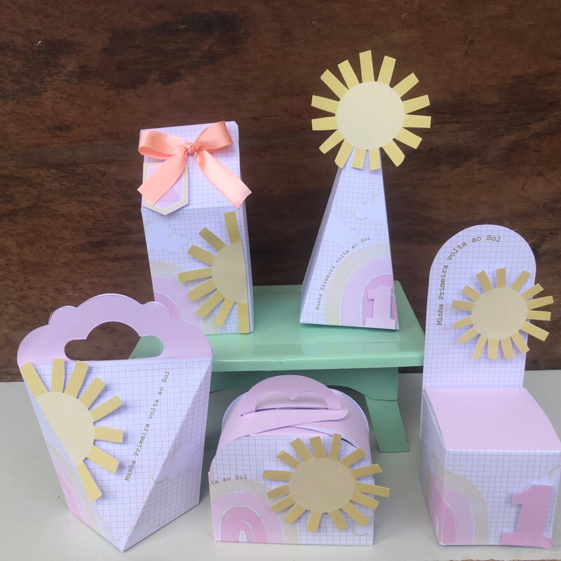 Caixinhas Personalizadas Minha Primeira Volta ao Sol Kit Festa - Lembrancinha - Aniversário - Festa Infantil