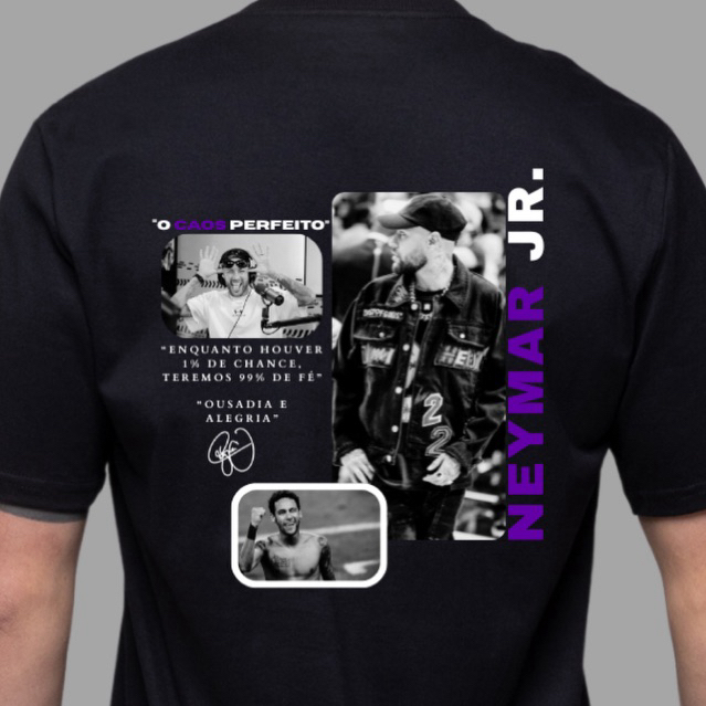 Camiseta Neymar Jogador De Futebol Bola Nacional Montagem Lifestyle 100% Algodão
