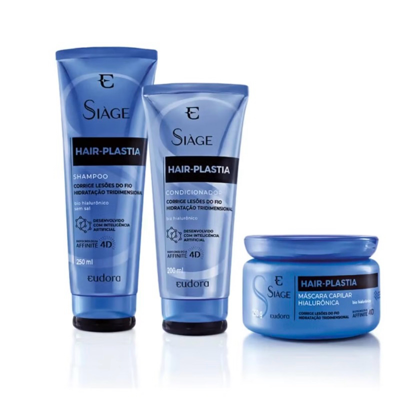 siage Hair Plastia Eudora kit com Shampoo + Condicionador + Máscara vc