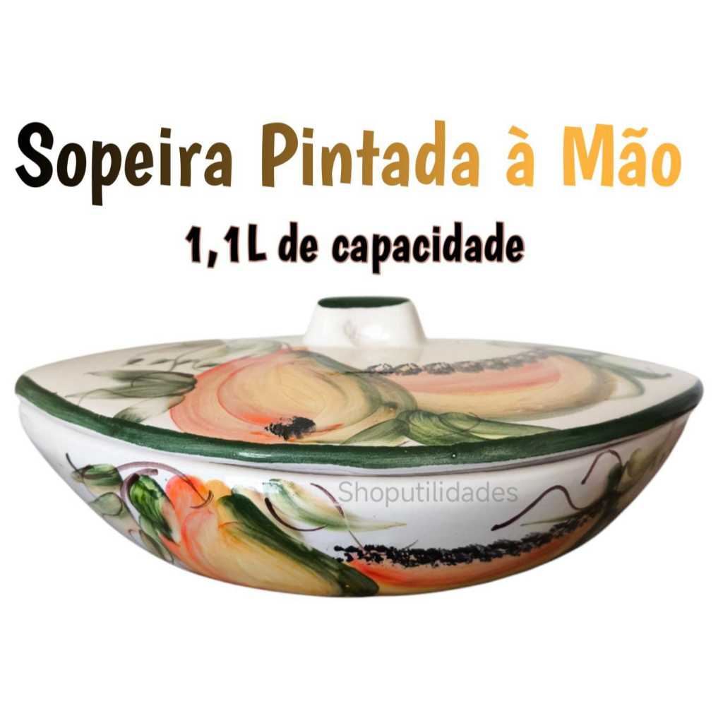 Sopeira Chinesa 1,1l Pintado á Mão Retrô Em Cerâmica Sopa Caldo Tigela Caçarola Refratário Pote Mesa Posta Mingau