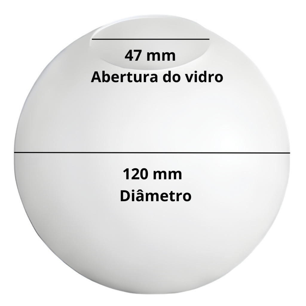 Vidro Globo Bola Esfera 12cm Diâmetro Vidro Fosco Sem Colar