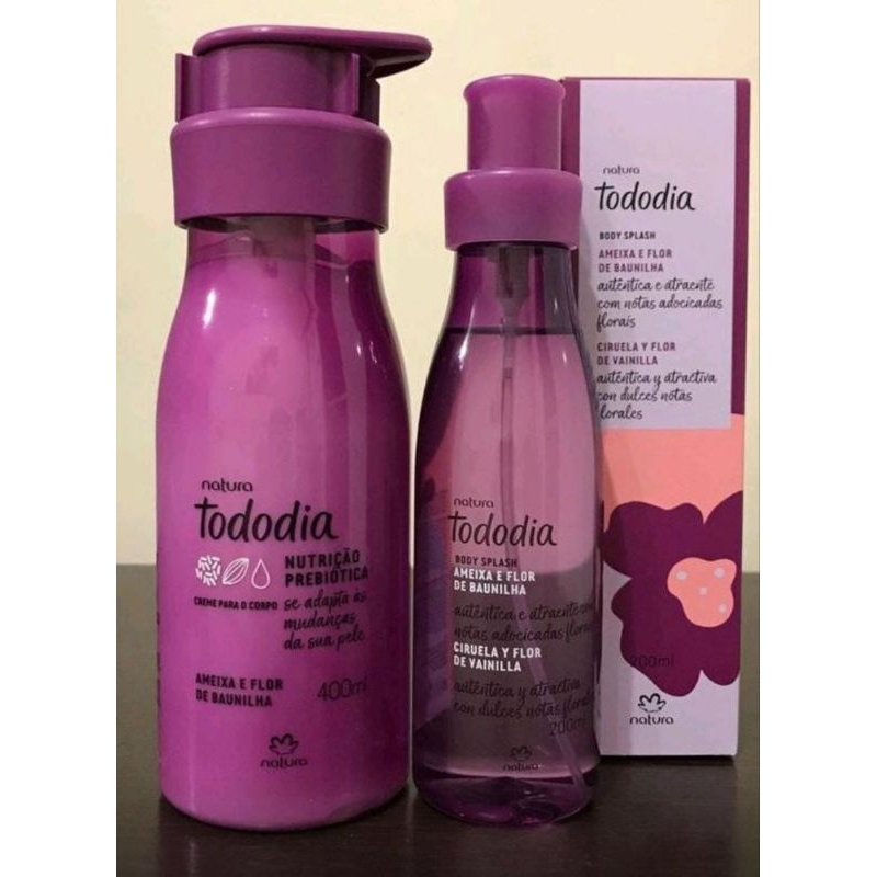COMBO HIDRATANTE 400ML AMEIXA E FLOR DE BAUNILHA + BODY SPLASH 200ML AMEIXA E FLOR DE BAUNILHA TODO DIA - NATURA