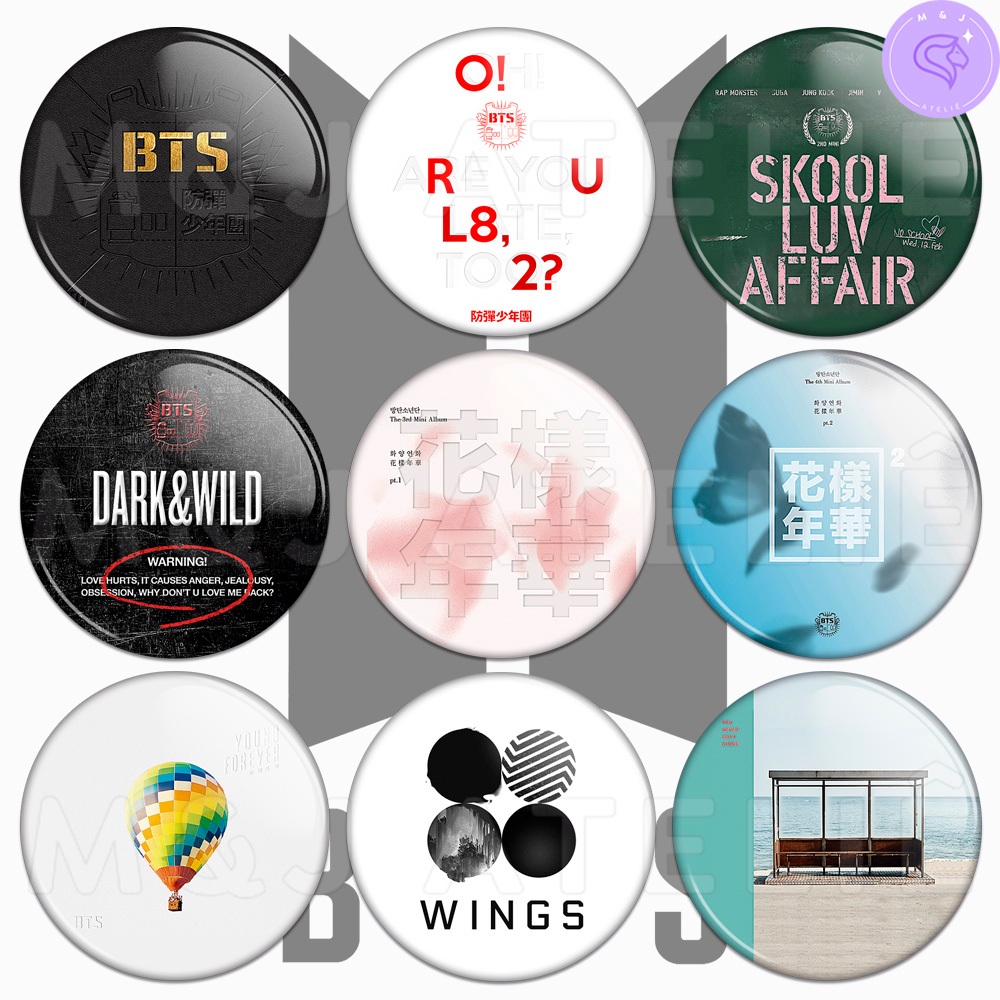 Bottons BTS Albuns - Botom / Button / Broche / Boton / Botum / Bottom - Tamanhos 3,2cm/4,4cm/5,8cm