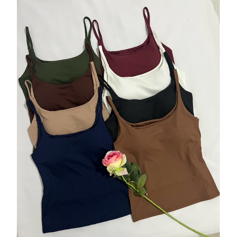 kit 2 regata femenina ribana canelado alçinha fina com bojo em Oferta na Shopee