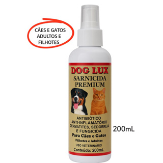 Remédio Sarna para cães e gatos Sarnicida Antifúngico Dermatites Seborréia Spray 200ml Dog Lux em Oferta na Shopee