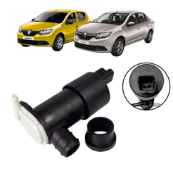 Bomba Esguicho Agua Limpador Parabrisa Renault Sandero Logan 2015 A 2022 12V 2 Saidas