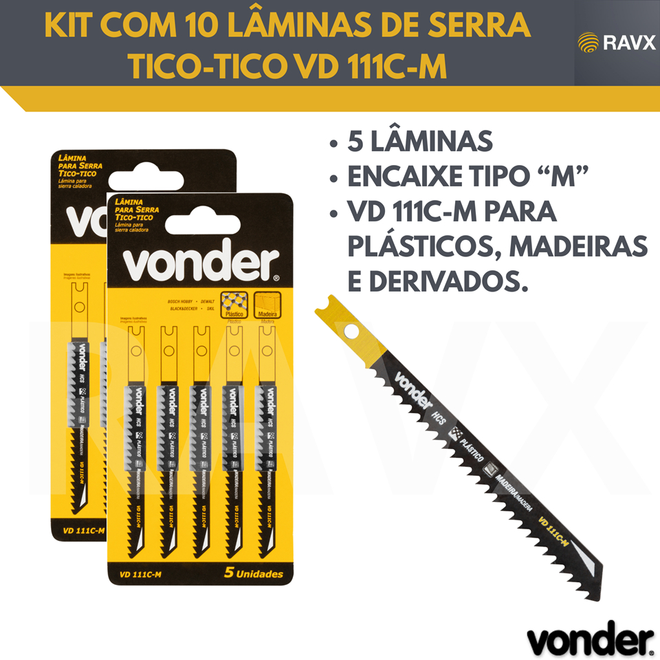 KIT COM 10 LAMINAS SERRA TICO-TICO VD 111C-M VONDER em Oferta na Shopee