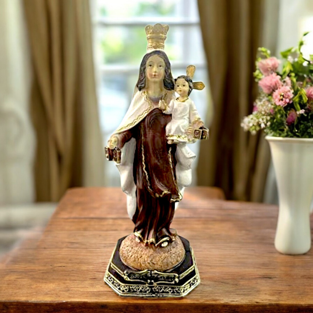 imagem escultura nossa senhora do carmo em resina - 3 tamanhos- escultura religiosa maria protetora padroeira