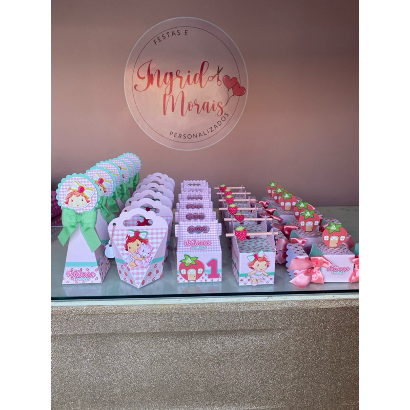 kit personalizado - moranguinho | lembrancinhas prontas | festas é aniversário | caixas personalizadas