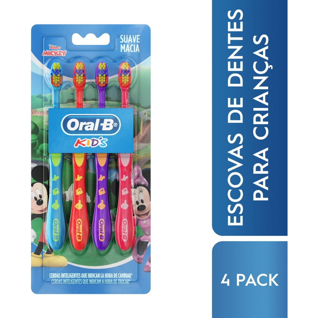 Escova De Dente Mickey 4 Unidades Oral-b
