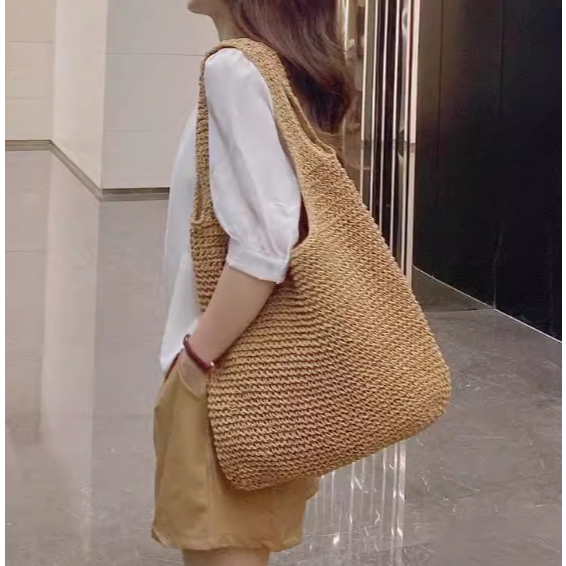Bolsa feminina de palha saco grande bolsa de praia com alça transversal xx5005