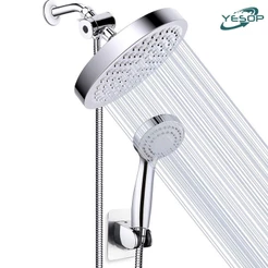 Chuveiro E Ducha Manual De Parede Com Desviador Kit Completo Cor Prata Brilhante Yesop