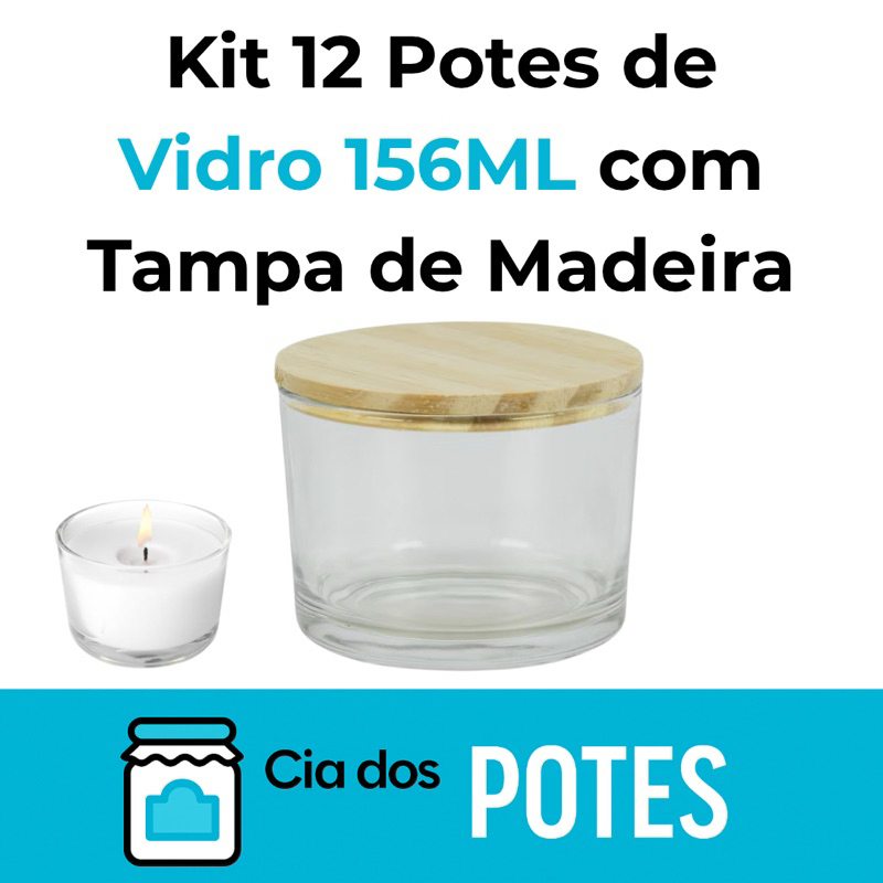 Kit 12 Potes de Vidro Baixo 156ml | Copo de Vidro para Sobremesas, Verrines, Mousses e Pavês