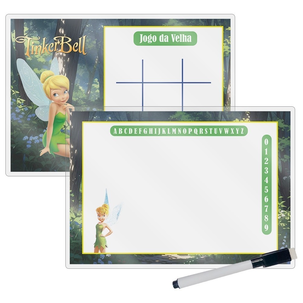 Lousa Mágica + Caneta Com Apagado Lembrancinha Festa Infantil Sininho Tinker Bell Ou Outros