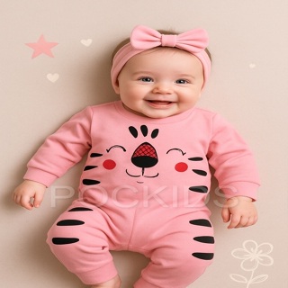 Macacão de bebê recém nascido RN  macacão manga longa vira pé para bebê menina em Oferta na Shopee