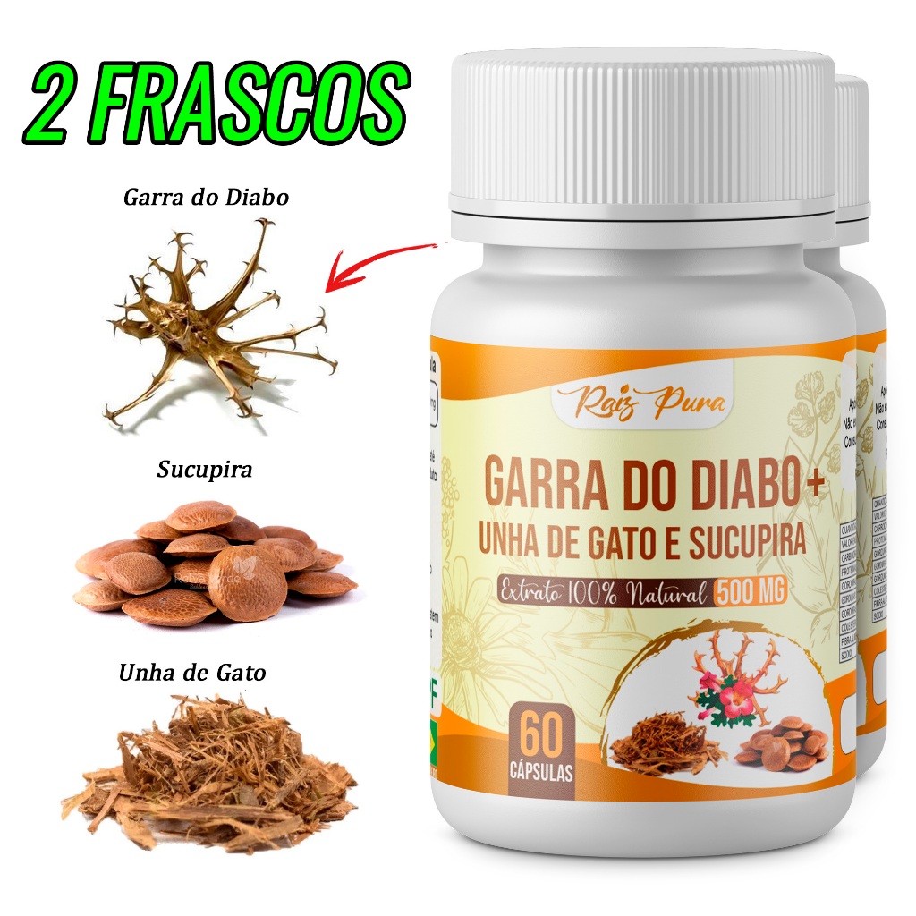 Kit 2x Garra do Diabo Composta | 500 Mg - 60 cápsulas (Extrato 100% Puro)
