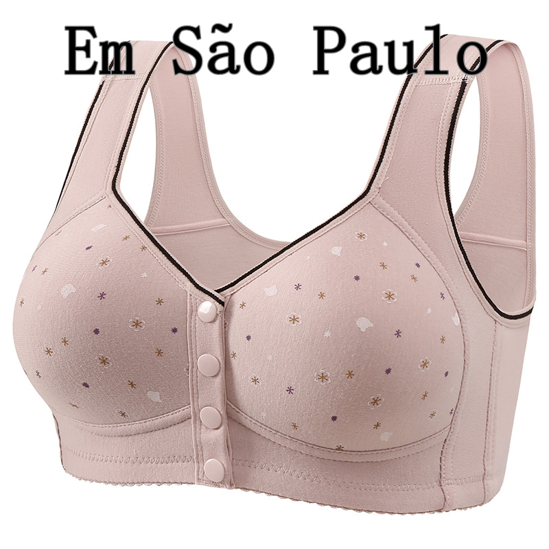 Sutiã Plus Size De Algodão Sem Aro De Aço Levantado Roupa Íntima Feminina Com Fivela Frontal Colete Estampado