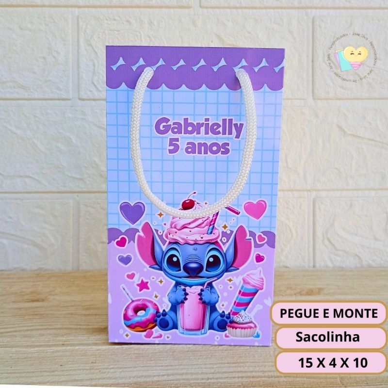 Sacolinha Surpresa Stitch - Doces - Personalizados - Lembrancinha - Festa Infantil - Aniversário - PEGUE E MONTE