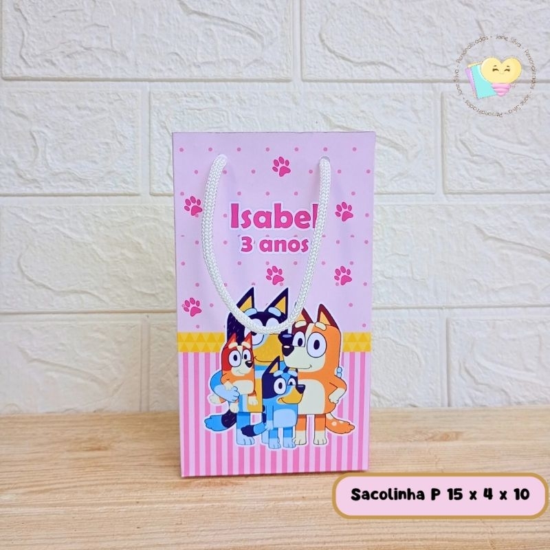 Sacolinha Surpresa Bluey Rosa - Personalizados - Lembrancinha - Festa Infantil - Aniversário / PEGUE E MONTE