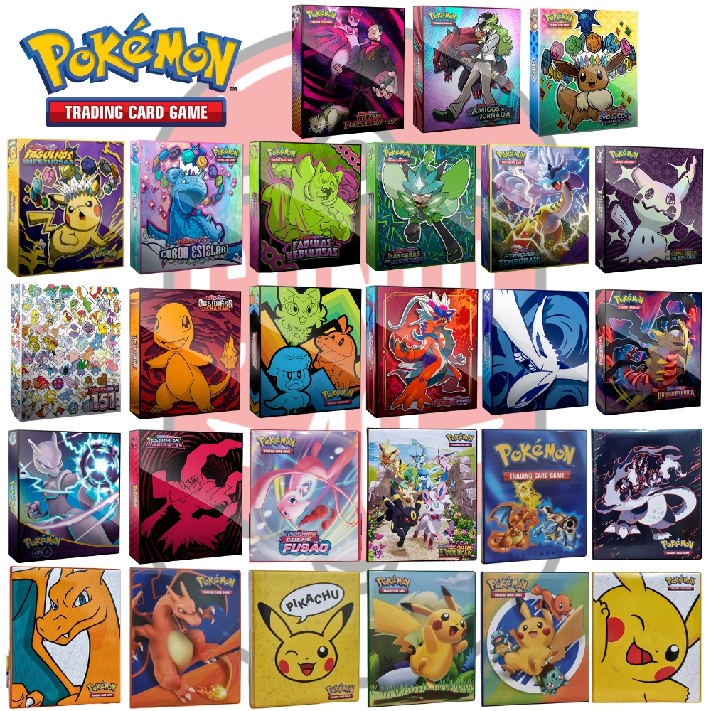 PASTA ÁLBUM FICHÁRIO POKÉMON 3x3 PREMIUM REFORÇADO CAPA DURA PADRÃO A4 FOLHAS TCG CARDS GAME CARTAS em Oferta na Shopee