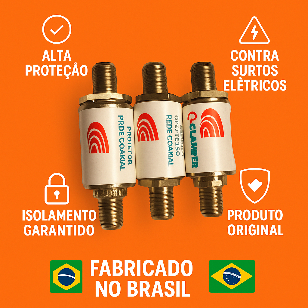 Protetor Isolador Coaxial CLAMPER Original ⚡ Alta Proteção Contra Raios e Surtos – Produto Nacional em Oferta na Shopee