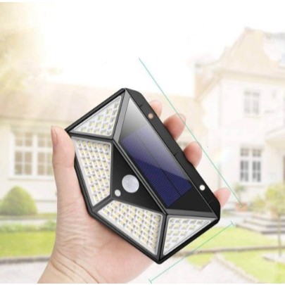 Luminária Solar 100 Leds Com Sensor Presença Sem Fio à Prova D’ Água Chuva Externa 3 Modos