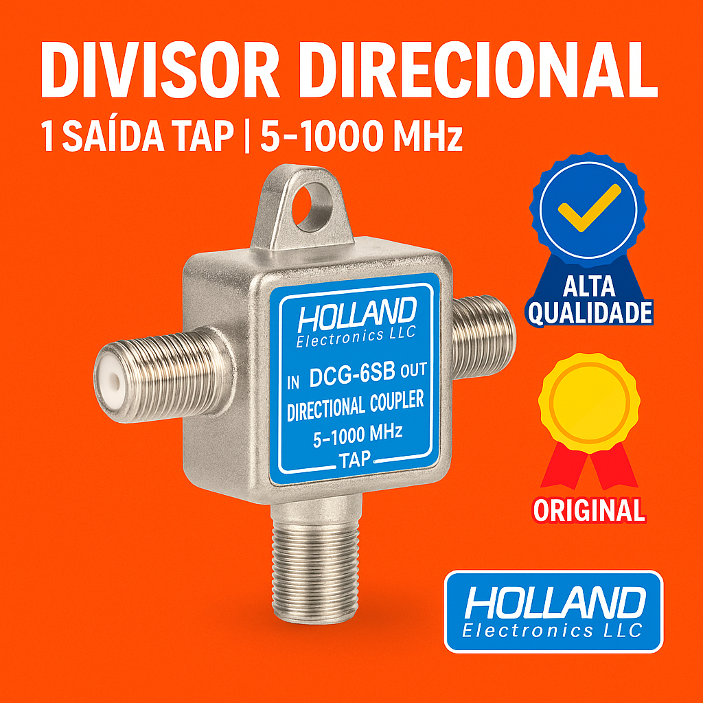 📡 Divisor Direcional Holland DCCG-6SB | 1 Saída TAP 5-1000MHz | Ideal para TV a Cabo, Antena, Claro, NET