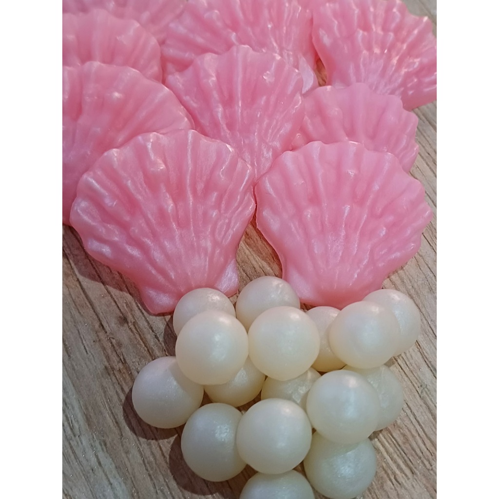 30 Mini Sabonete Conchas + 60 Mini Pérolas Perfumadas para Lembrancinha Escolher cores e aromas chat