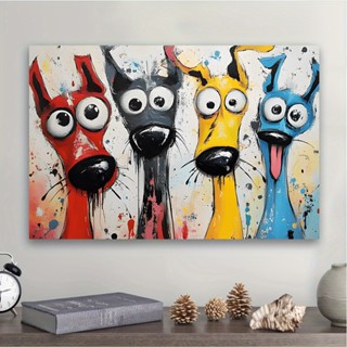 Quadro Decorativo Cachorros Malucos Coloridos Divertidos Crianças Sala Quarto Cozinha em Oferta na Shopee
