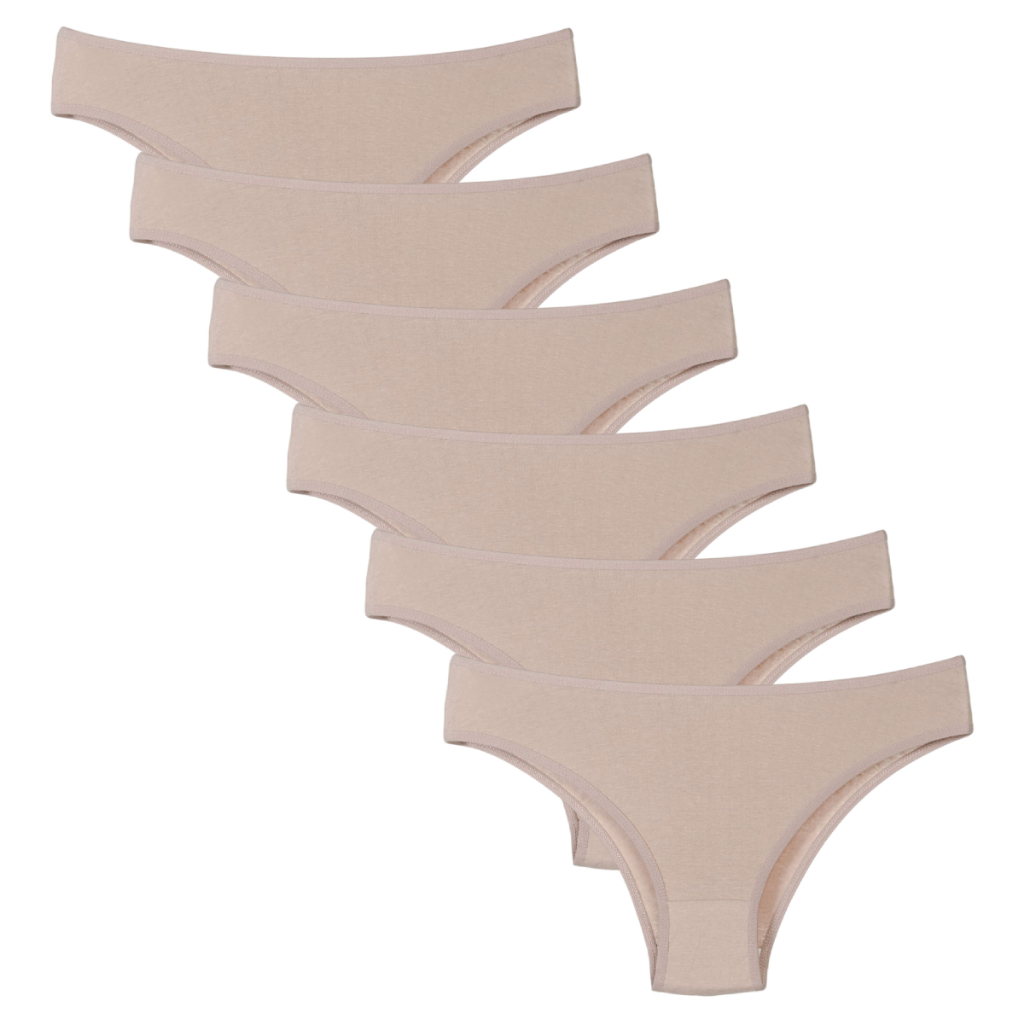 Kit 6 Calcinhas Tanga Em Algodão Bege A10 em Oferta na Shopee