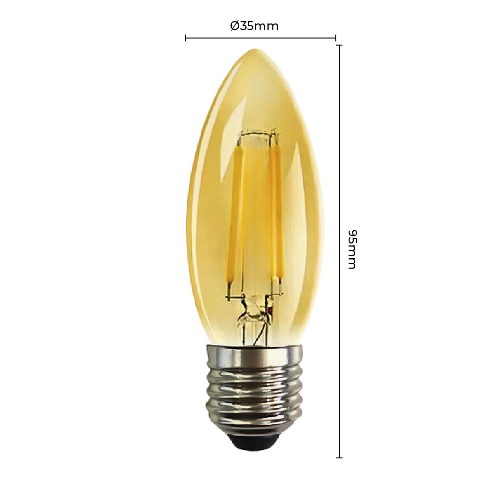 Kit 6 Lâmpada Filamento Vela Led E27 Luz Quente C35 4W Amba Retro Vintage 2200K 110V-220V Bivolt · foto 2