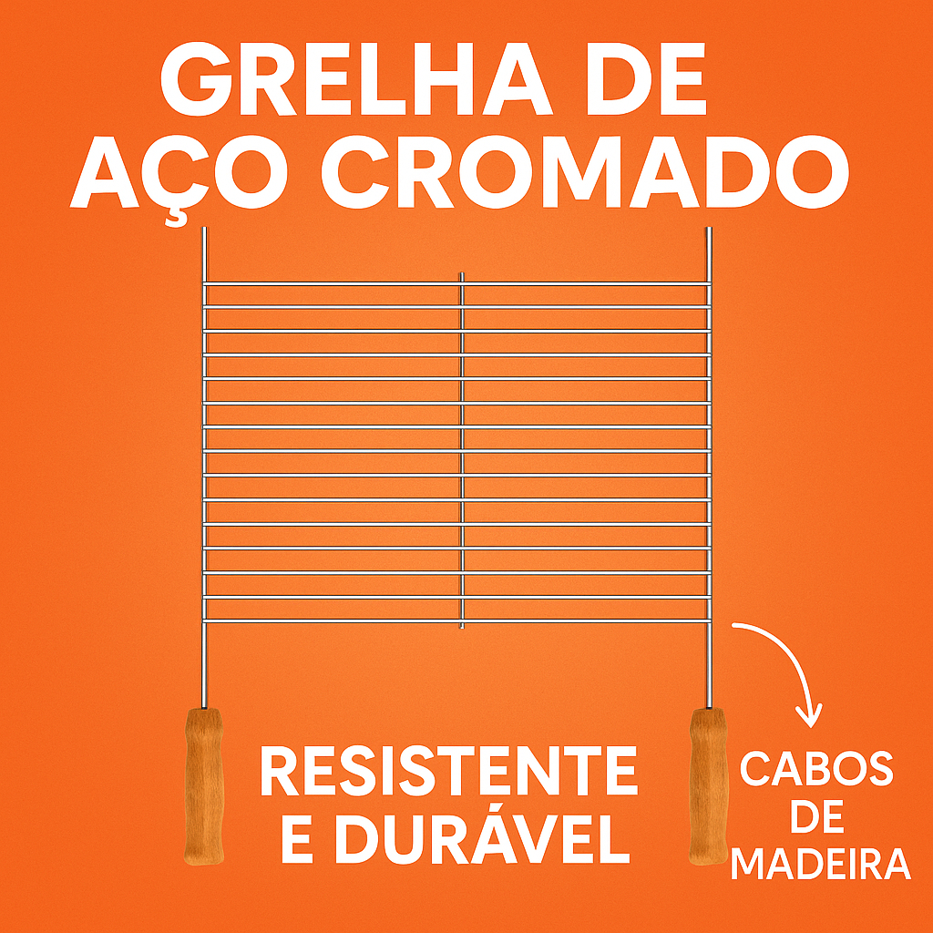 Grelha para Churrasco Aramada com Cabo de Madeira – Aço Cromado Durável em Oferta na Shopee
