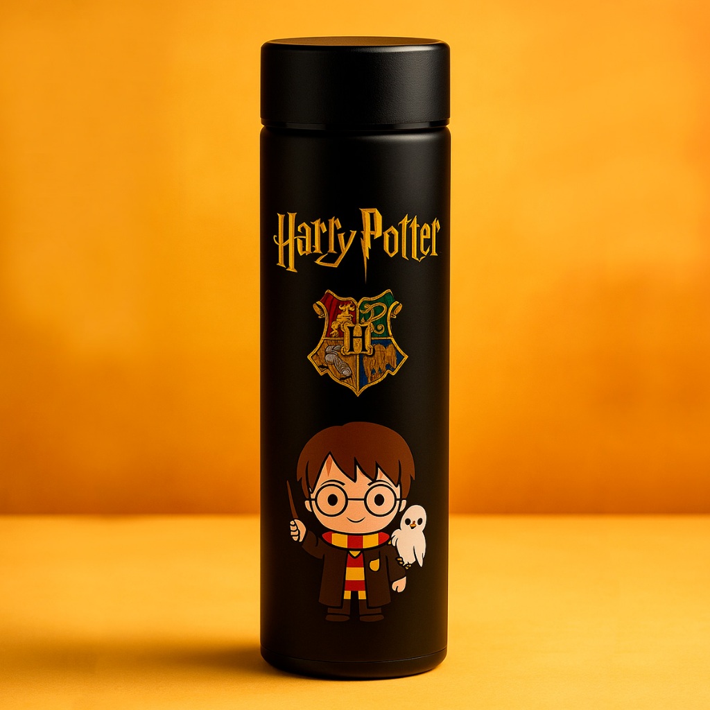Térmico Harry Potter 500ml com Termômetro Inteligente Bebida Quente Fria Presente Geek