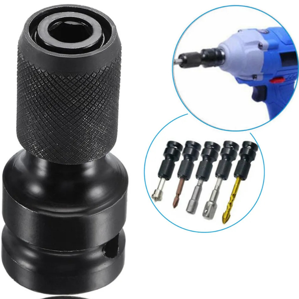 Soquete Adaptador Engate Rápido Para Chave de Impacto 1/2" Converte em Parafusadeira Hexagonal 1/4"