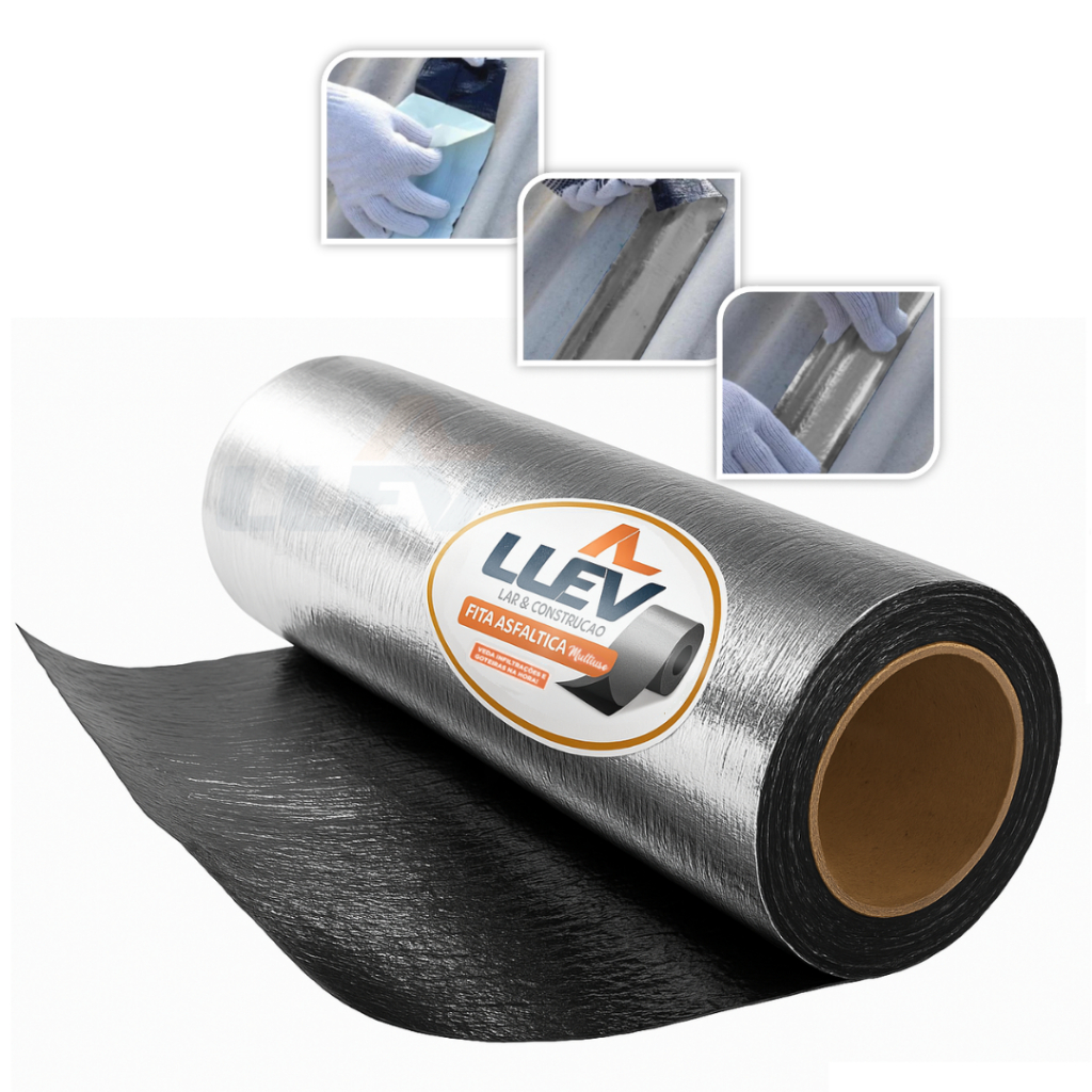 KIT 04 Mantas Asfáltica Auto Adesiva Aluminizada 20cm x 10m - Casa Telhado Vedação