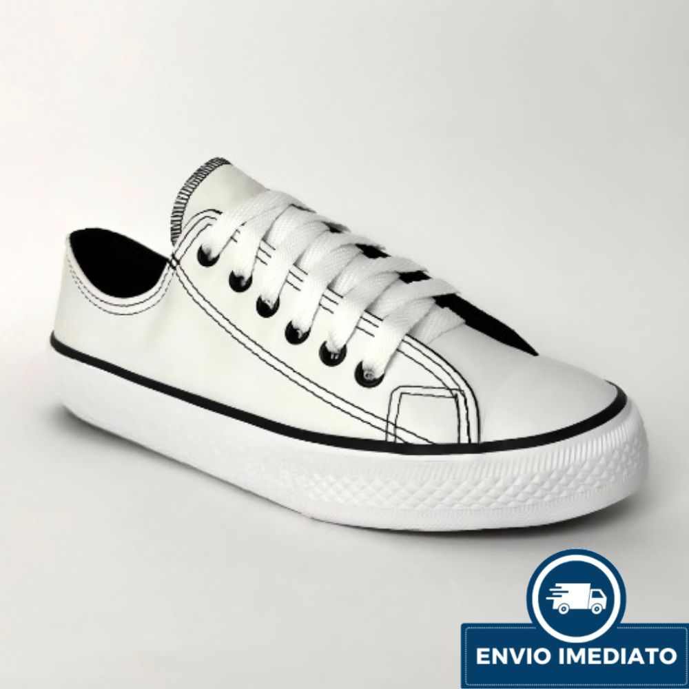 Tênis Casual Unissex Cano Baixo Preto ou Branco Confortável e Estiloso