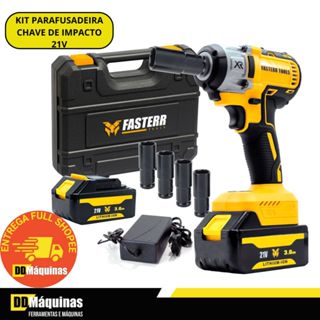 Kit Parafusadeira  e Chave de Impacto Brushless 21V Com 1 Bateria +Soquetes FST049 - Fasterr em Oferta na Shopee