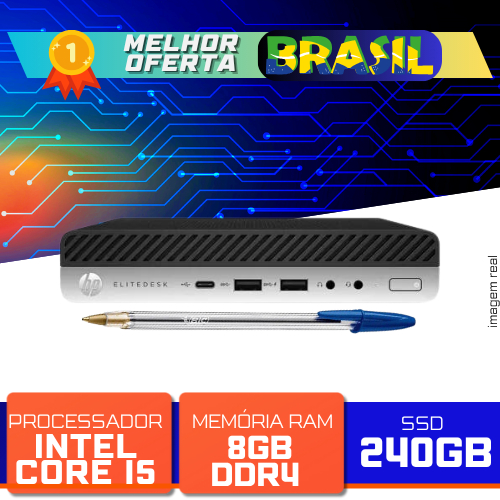 Mini PC HP EliteDesk 800 G3 35W - Intel Core i5-6500T 3.10GHz, 8GB DDR4, SSD 240GB