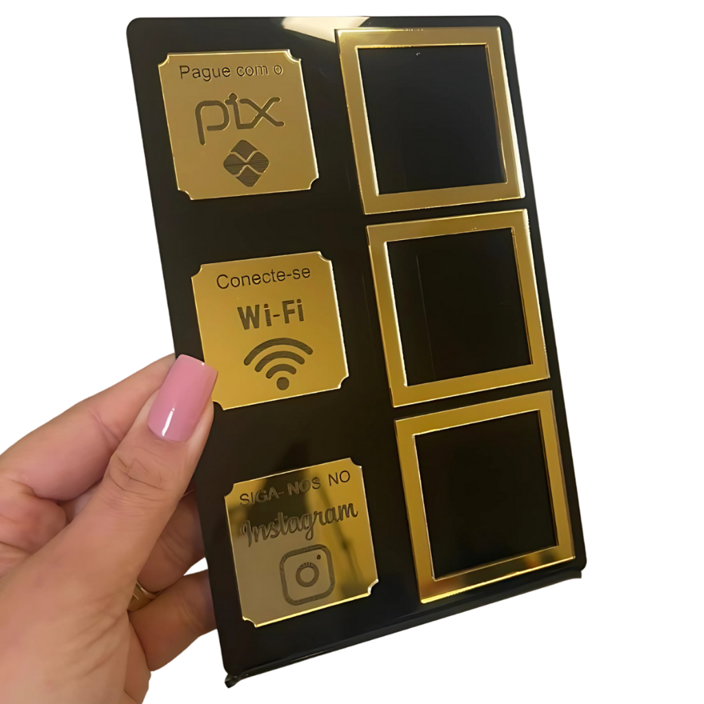 Placa Pix Display De Mesa com PIX Wi-Fi E Instagram QR Code Suporte Interativo Para Balcão — imagem 2 de 2