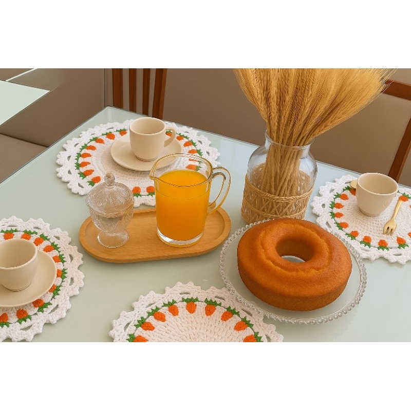 🍽️🥕Kit 6 Lugar Americano/Sousplat/supla de Crochê Cenoura/cenourinha🍽️ páscoa– Decoração para Sua Mesa nessa Páscoa!2026