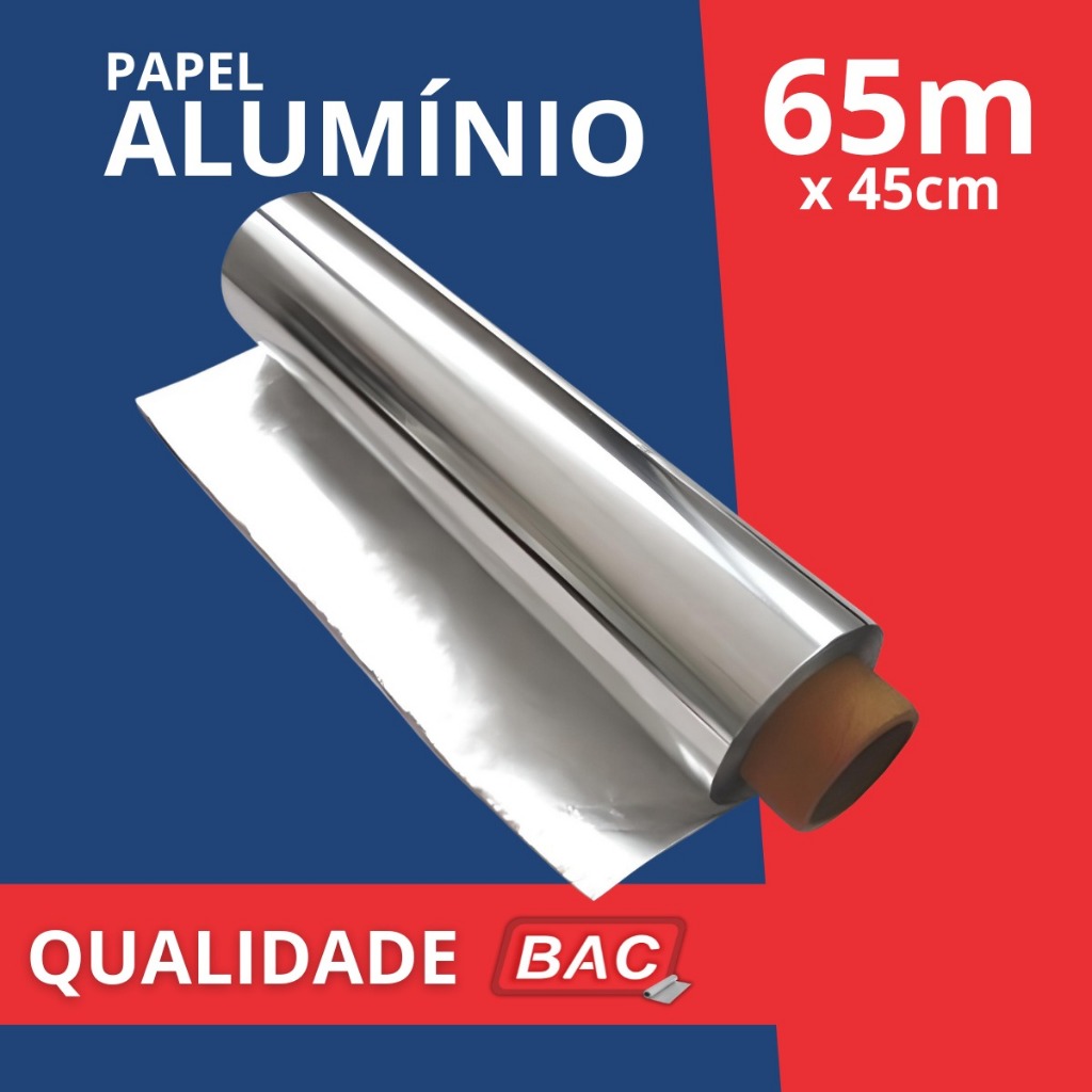 Rolo Papel Alumínio 45cm x 65m Extra Forte Grande Assar Restaurante Salão Cabelereiro Qualidade Bac